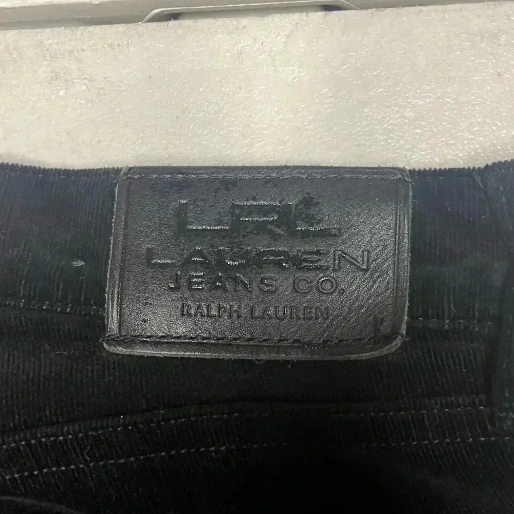 LRL Micro Corduroy Straight Leg Pants Classic Black Size 4